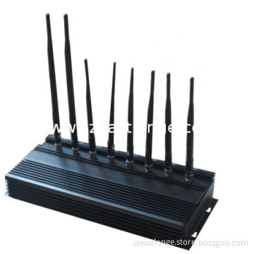 Cell Phone Signal High Power Jammer 30m Adjustable Radius With 8 Band
